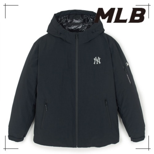 MLB公式 ウインドブレーカー Goff-Core Hooded Lightweight Short Bench Coat NY (Black)
