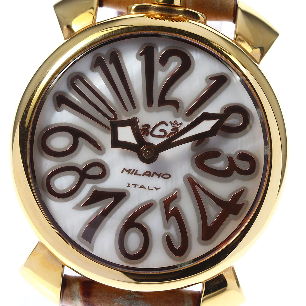 【GaGa MILANO】ガガミラノ マヌアーレ40 ホワイトシェル 5021.2 クォーツ レディース【中古】 12,168円