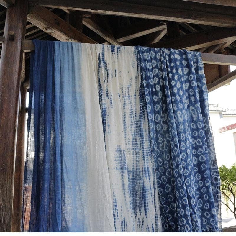 夏季新品限定145cm幅 480cm長さ 生地 布 綿糸 布地 きじ タイダイ生地 絞り染生地 手作り グラデーション ブルー ネイビー 紺色 ホワイト 白 やや透明 薄手