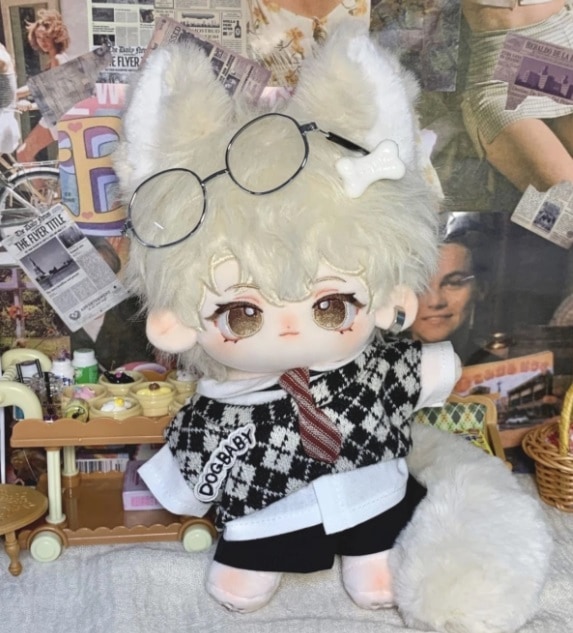 20cm 無属性ぬいぐるみ　コットン ドール　棉花娃娃 本体　耳　磁器尻尾　人形　スケルトン有　本体のみ