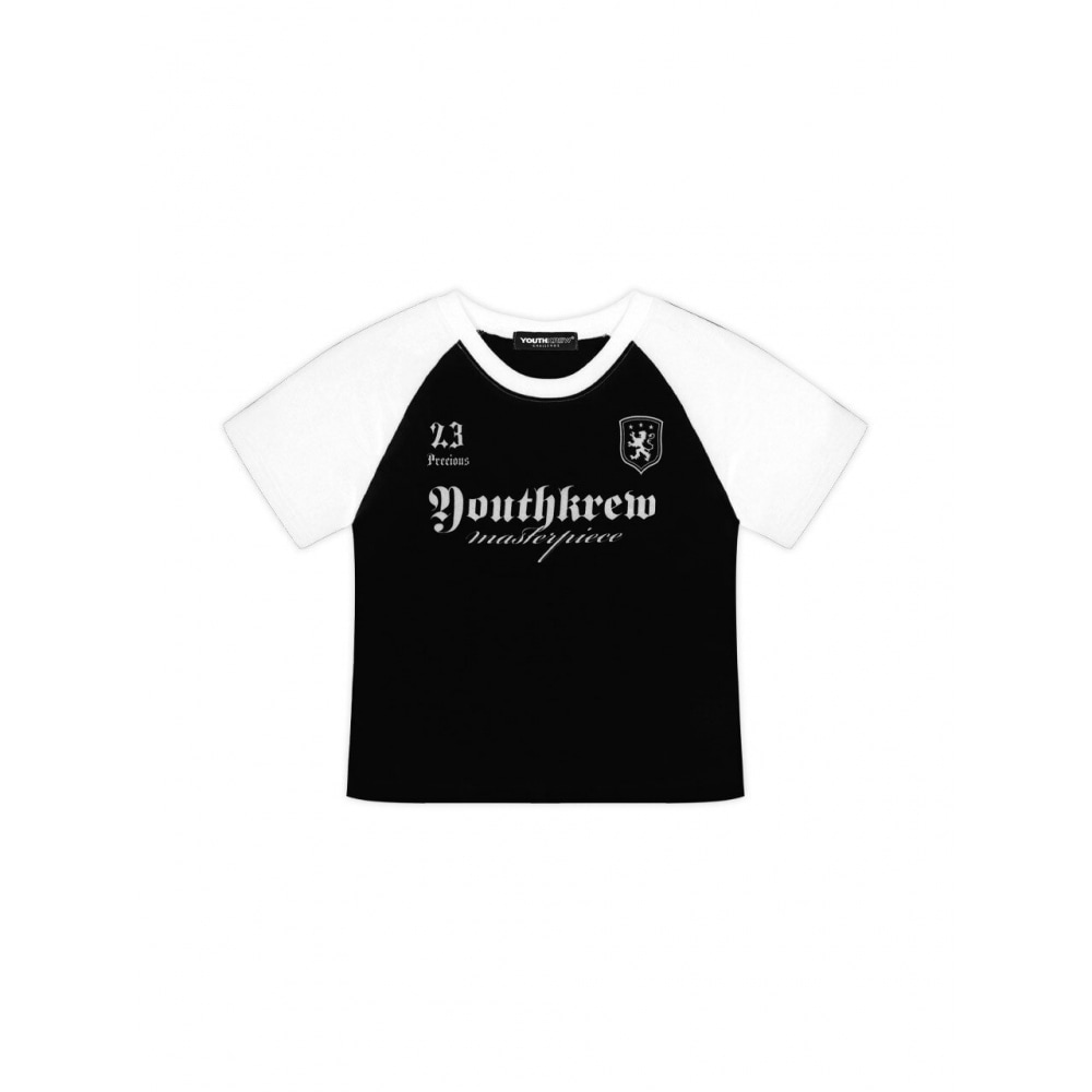 youthkrew YK レキシークロップラグランTシャツブラック