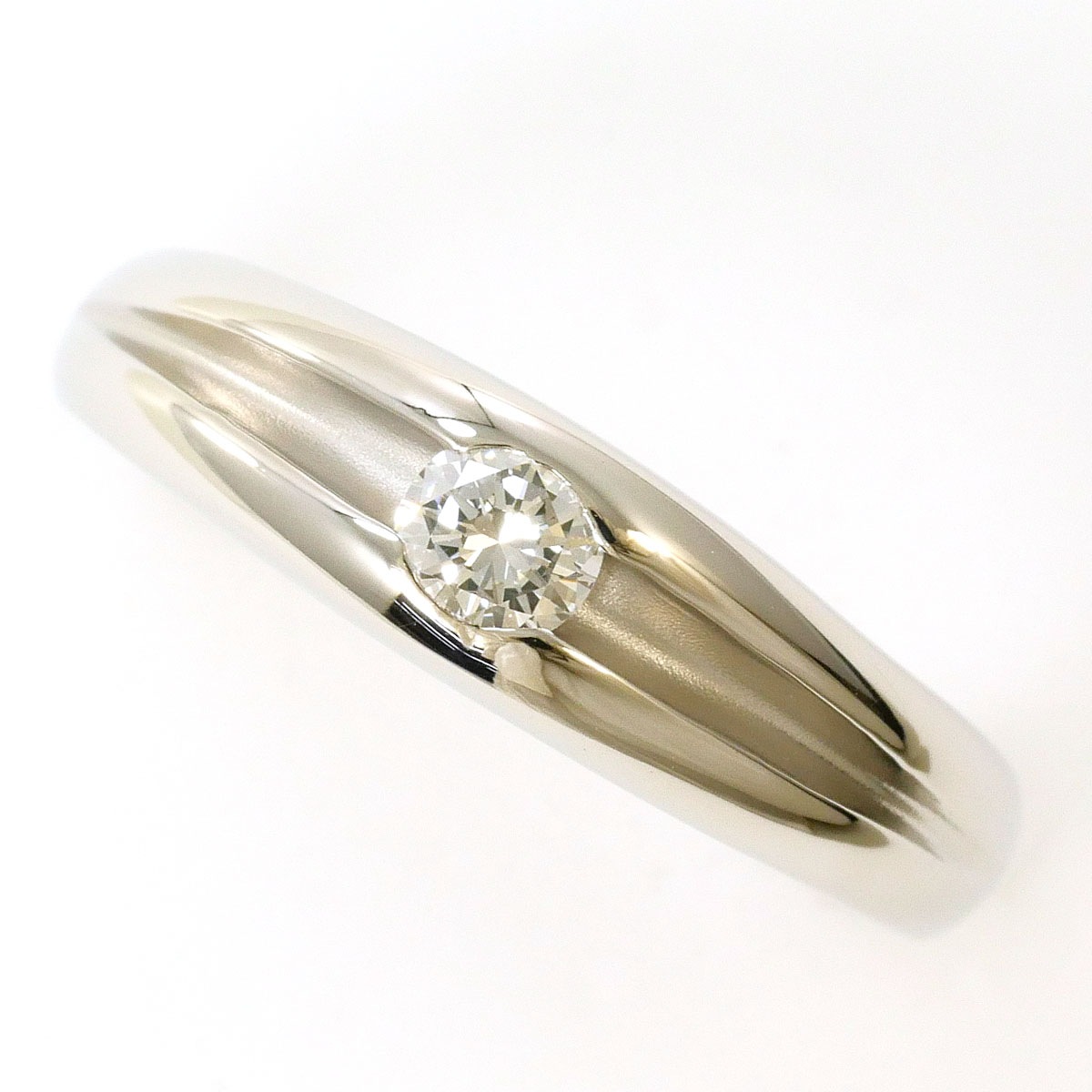 PT900 プラチナ リング・指輪 8号 ダイヤモンド 0.11ct カード鑑別書 総重量約7.9g 中古