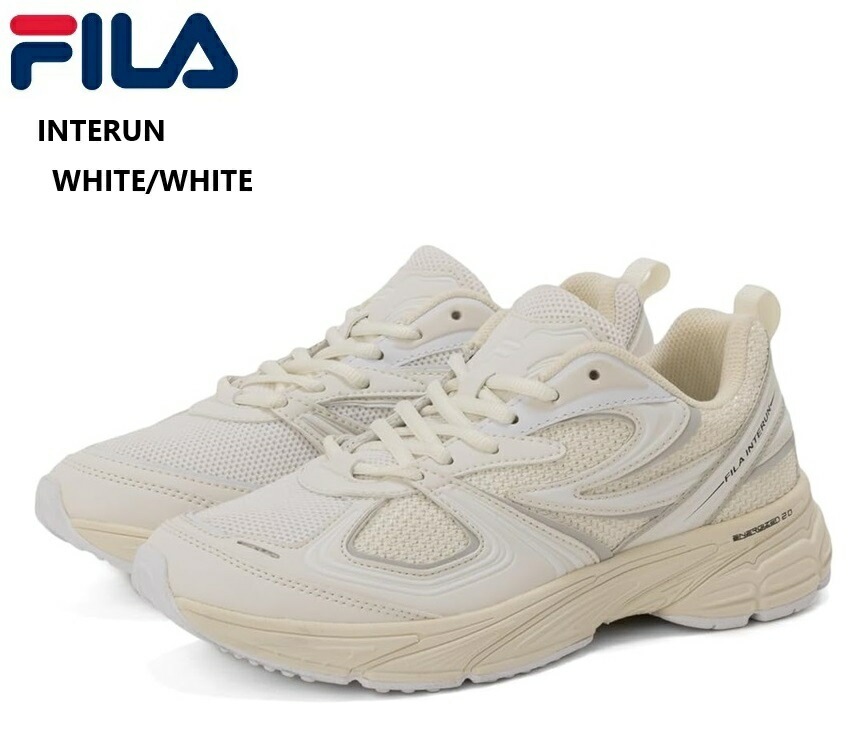 FILA(フィラ) INTERUN UFW25004-100 レディス ランニングカジュアルスニーカー アシンメトリーなアッパーパターンを強調するカラーブロックが強い印象 通学にも最適