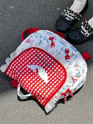 ハローキティ☆ヒョウ柄 ボアリュック 耳付きリュック 40×25