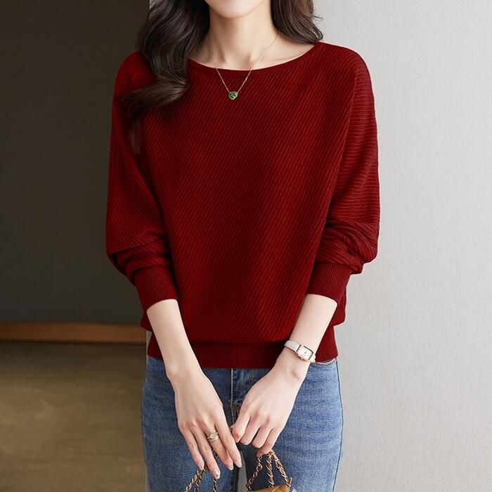 ブラウン グレー ブルー 青 30代 ラグラン 40代 レッド セーター 秋 黒 ブラック ス 冬 20代 赤 ニット ベージュ レディース 長袖 エレガント 大人 フェミニン カットソー 50代