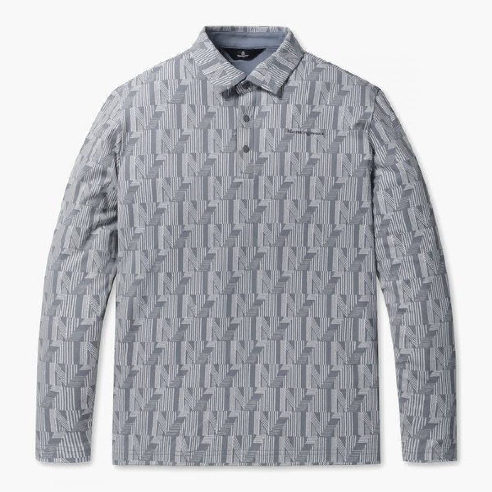 マンシングウェア メンズ トーンオン톤 ビッグパターン 約起毛 カラー Tシャツ ライトグレー MP321MTL93