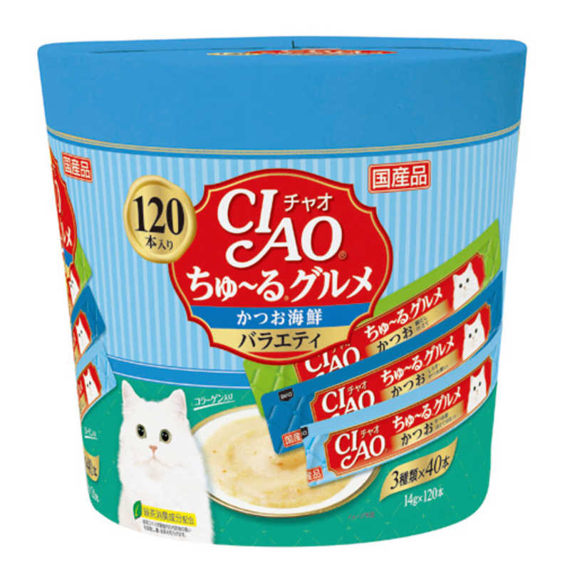 いなばペットフード　キャットフード CIAO チャオ ちゅ～るグルメ かつお海鮮バラエティ 3種類×40本 5,498円