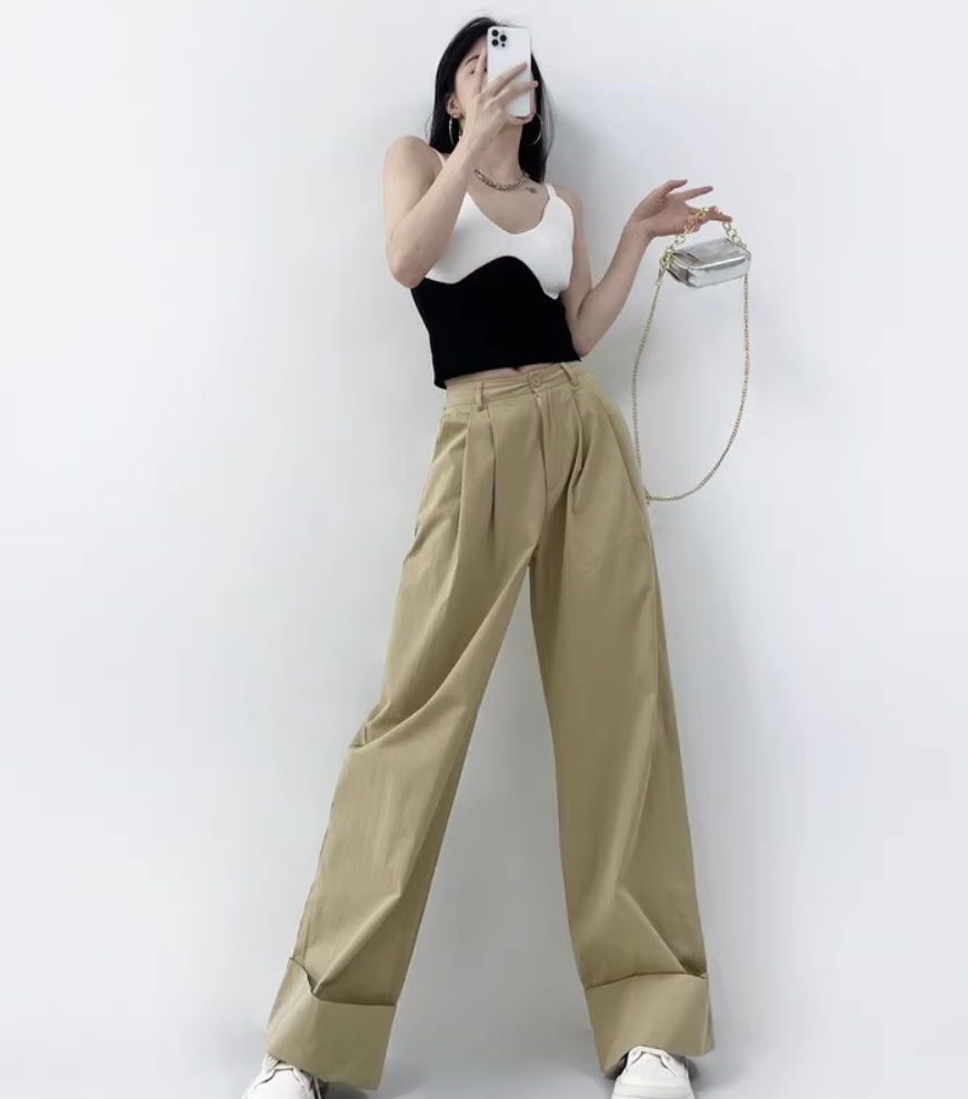 ボトムス デート モテアイテム ワイドレッグ フルレングス ストレートパンツ ハイウエスト コットン 大人可愛い きれいめ 上品 おしゃれ かっこいい 大人可愛い ラブリー キュート ガーリー クール