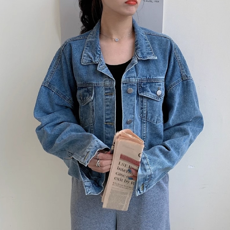 トップス ジャケット Gジャン ショート丈 袖あり 長袖 Vネック 襟付き ポケット 前開き 綿 ポリエステル かわいい 大人可愛い シンプル カジュアル 大人 おしゃれ かっこいい レトロ 大人女子