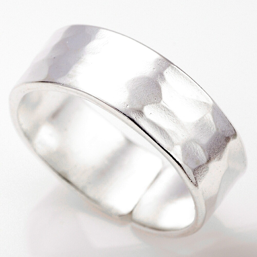 槌目模様フリーサイズリング シルバー925製 サイズ調節可能 18号28号 カジュアル デコボコ