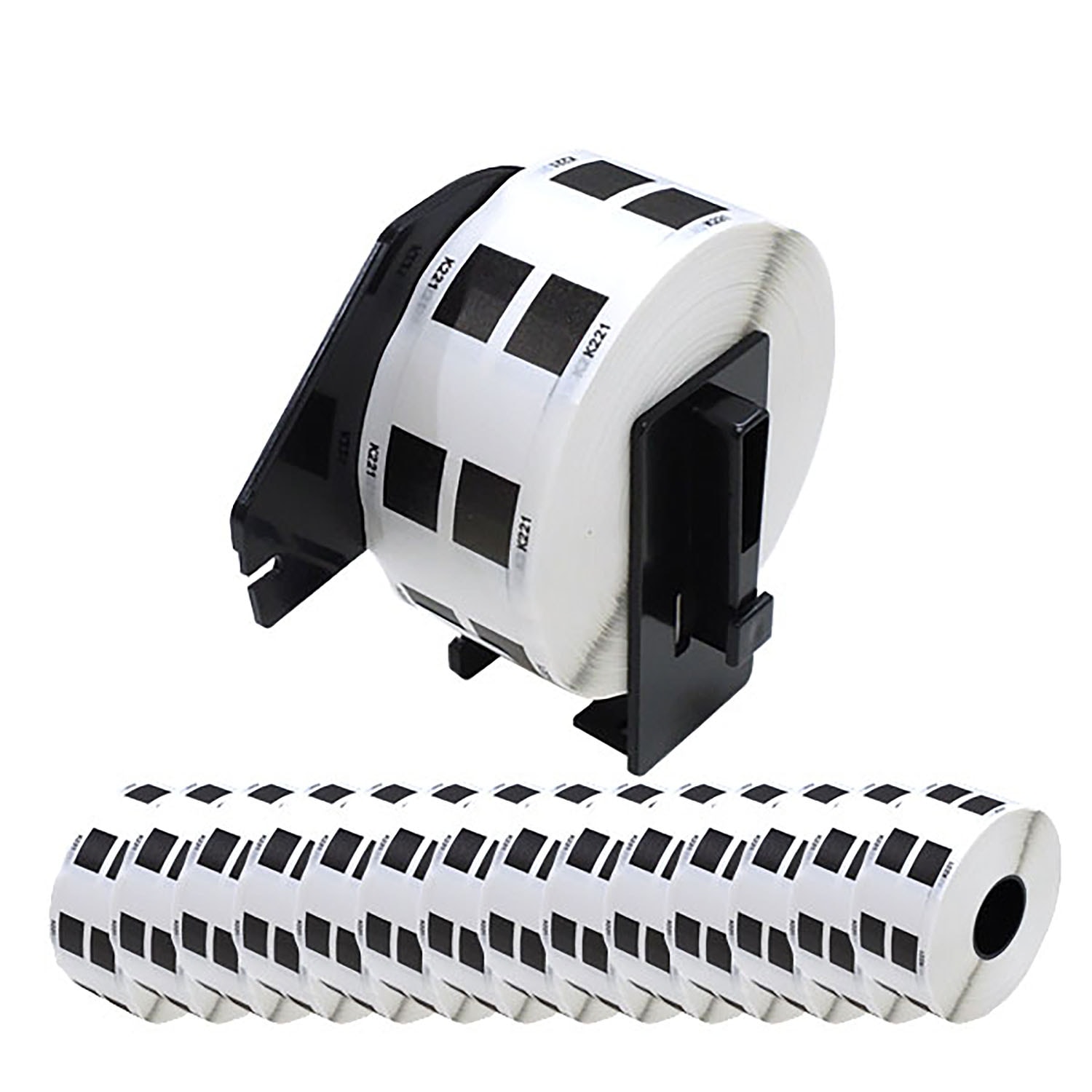 ブラザー用 ピータッチ DKプレカットラベル 感熱紙 DK-1221互換品 食品表示用 白 23mm×23mm 1000枚入り 15個+ホルダー