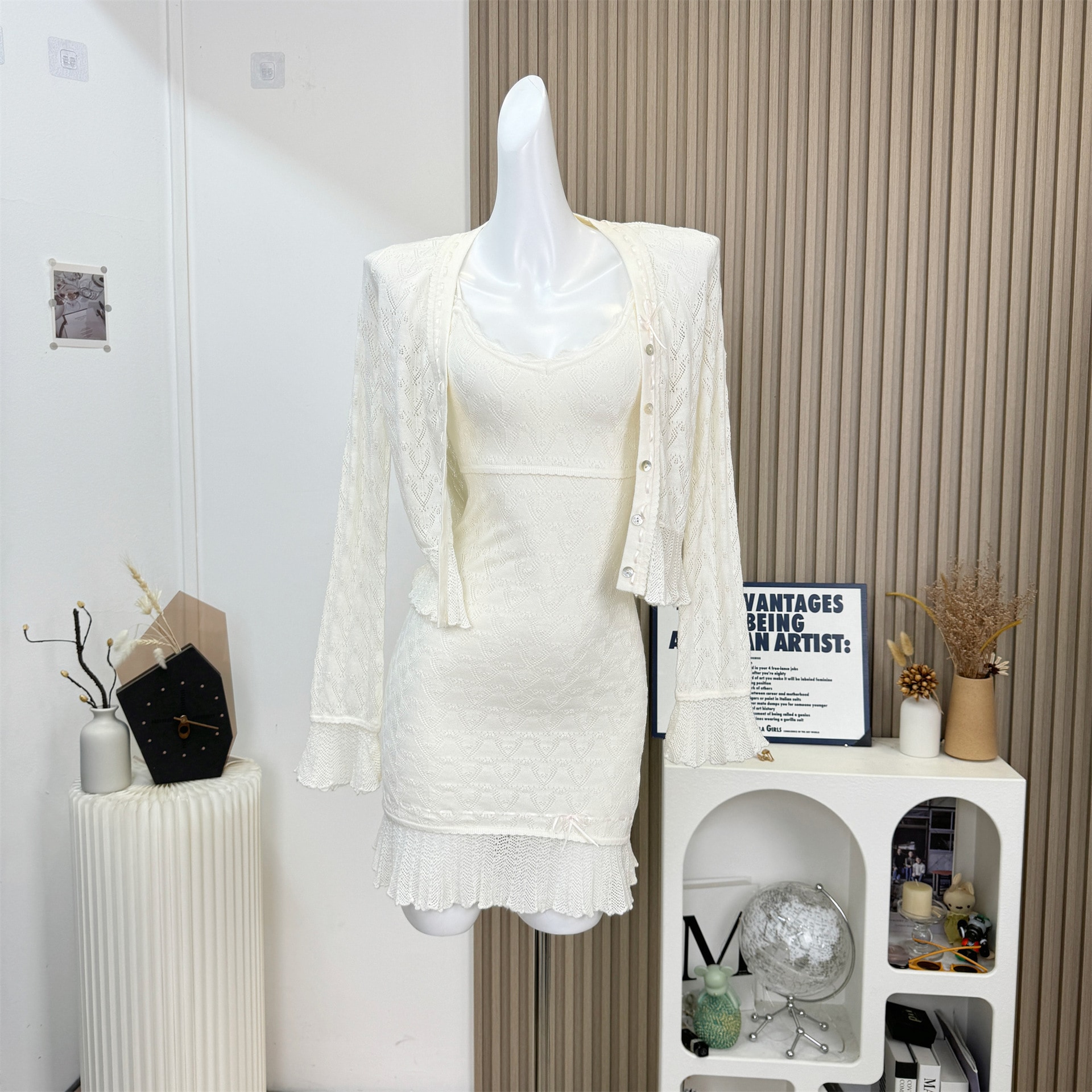 【急速出荷】十二少女liiはきれいな服を買って毛編みニットカーディガンキャミソールスカートを分けずに編んだ