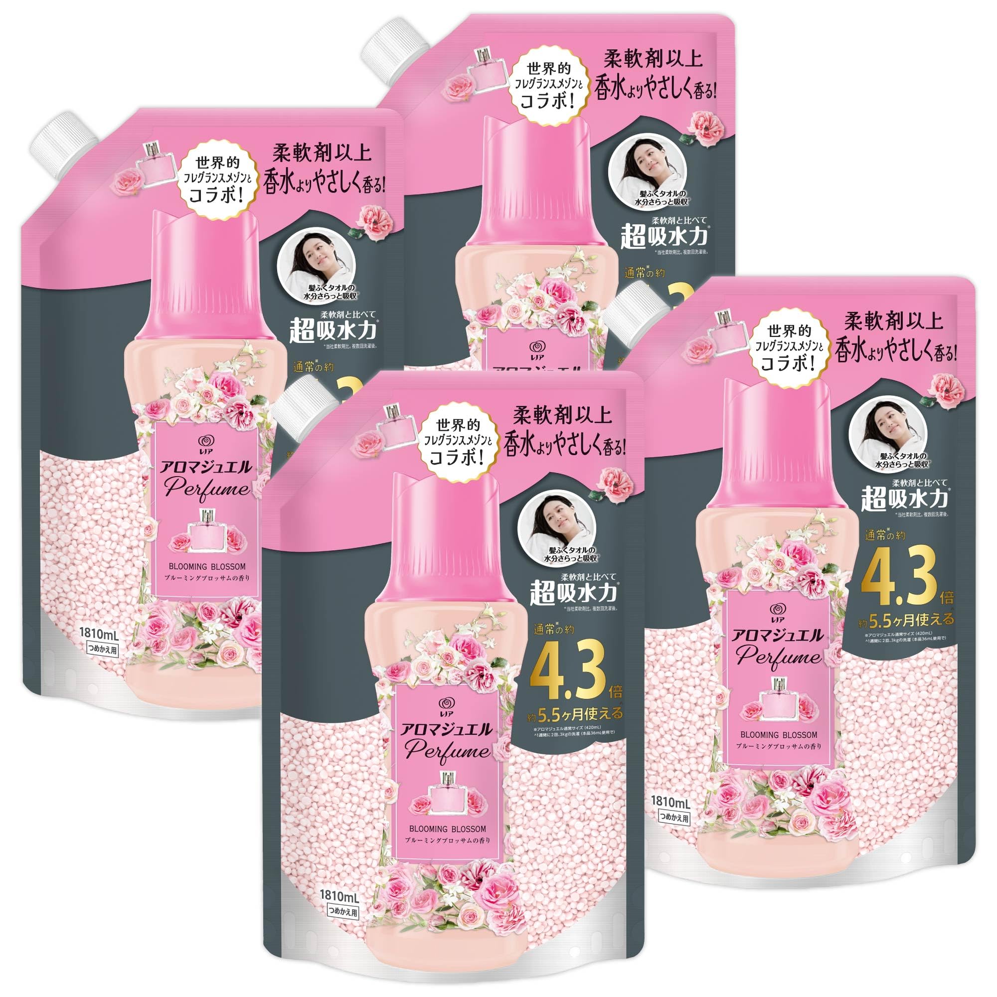 レノア アロマジュエル Perfume 香り付けビーズ ブルーミングブロッサムの香り 詰め替え 1810mLｘ4袋 [大容量] [ケース品]