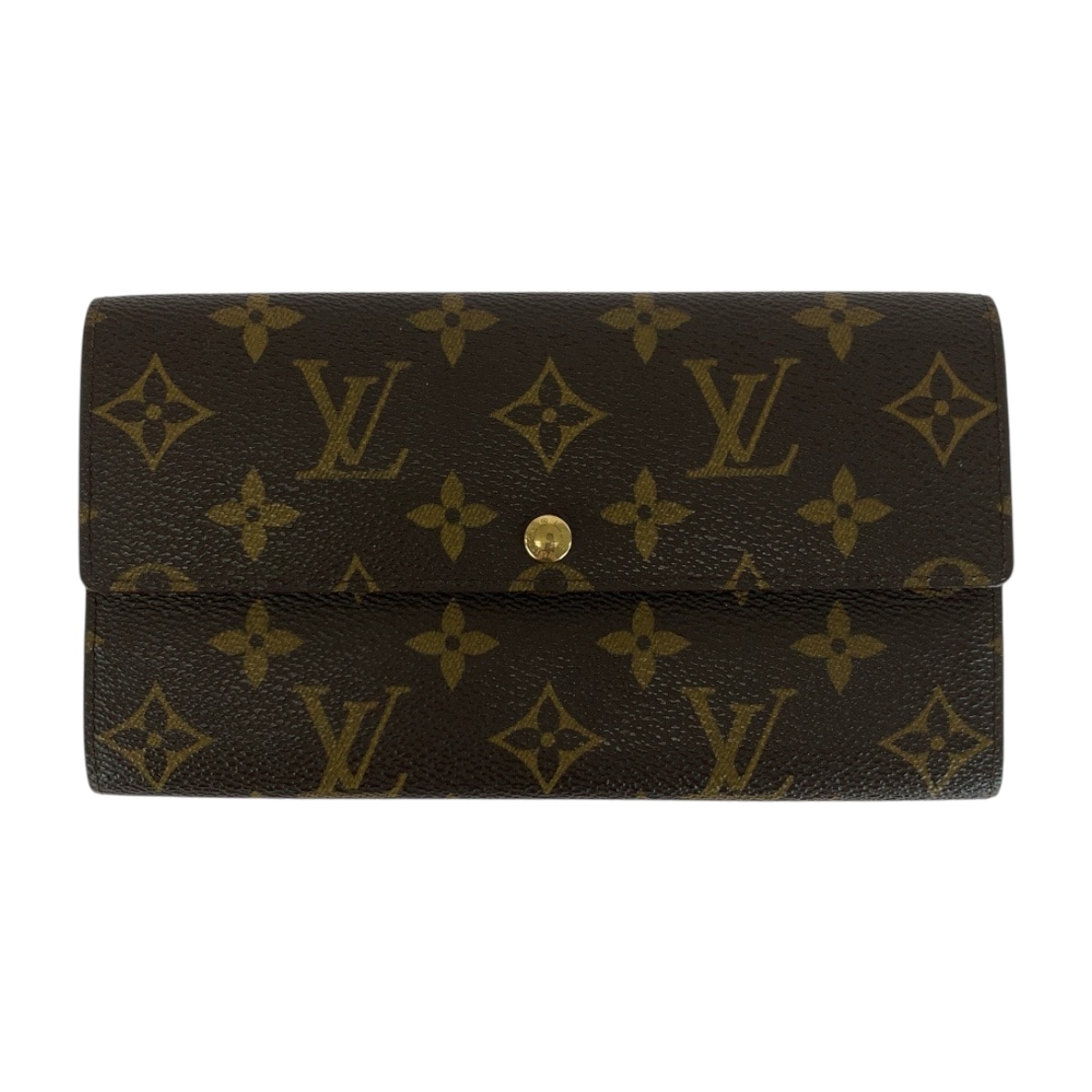 モノグラム ポシェット ポルトモネ クレディ ブラウン ゴールド金具 PVC M61725 長財布 ロングウォレット メンズ 505255