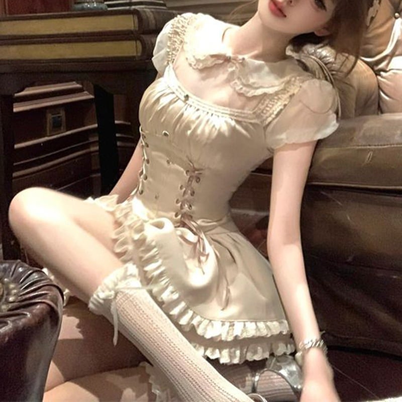 リッチな相続人のスイートサマーツーピースセット：トップスとハイウエストプリンセススカート