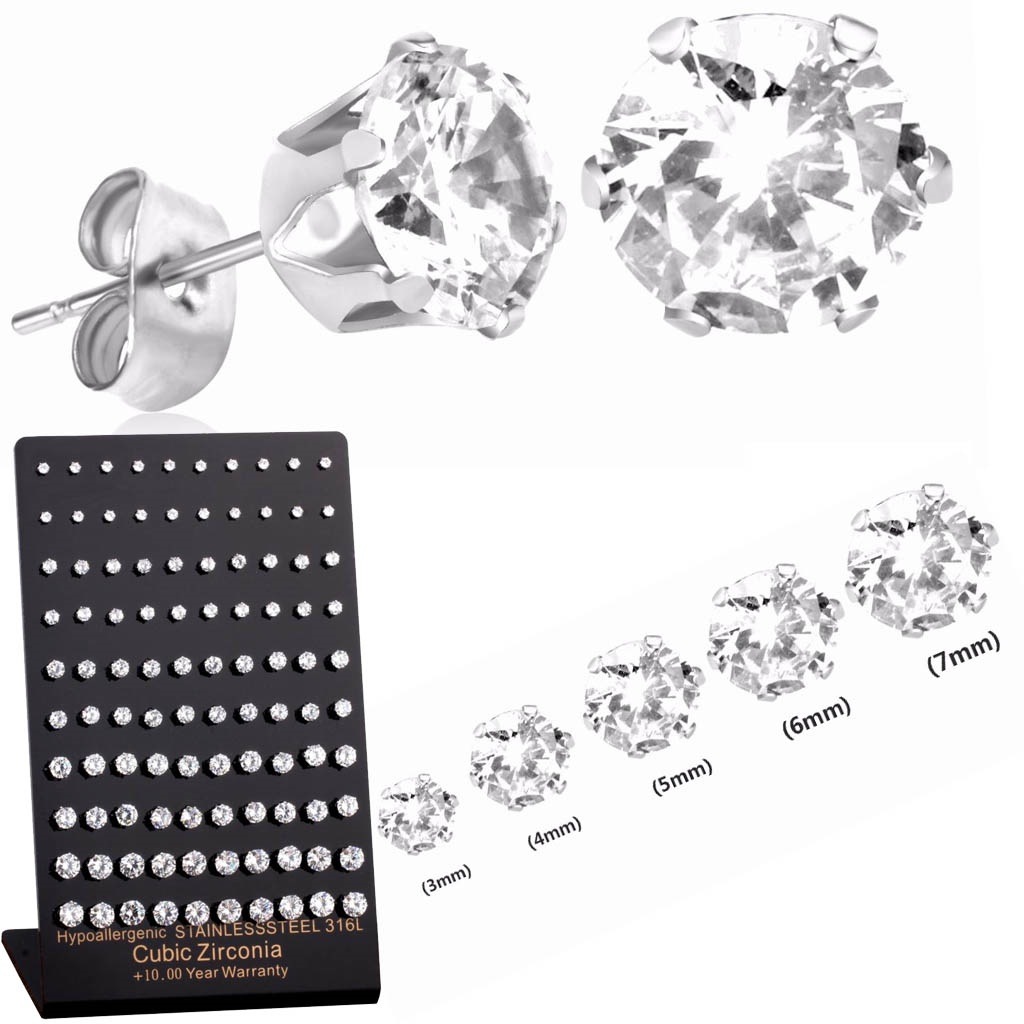 100個セット(50ペア)サージカルステンレス316L製 クリスタルジュエルステンレスピアス(ピアススタンド付き) ジルコニア 店舗用 ショップ 大量購入 20G sst-k-00866xx