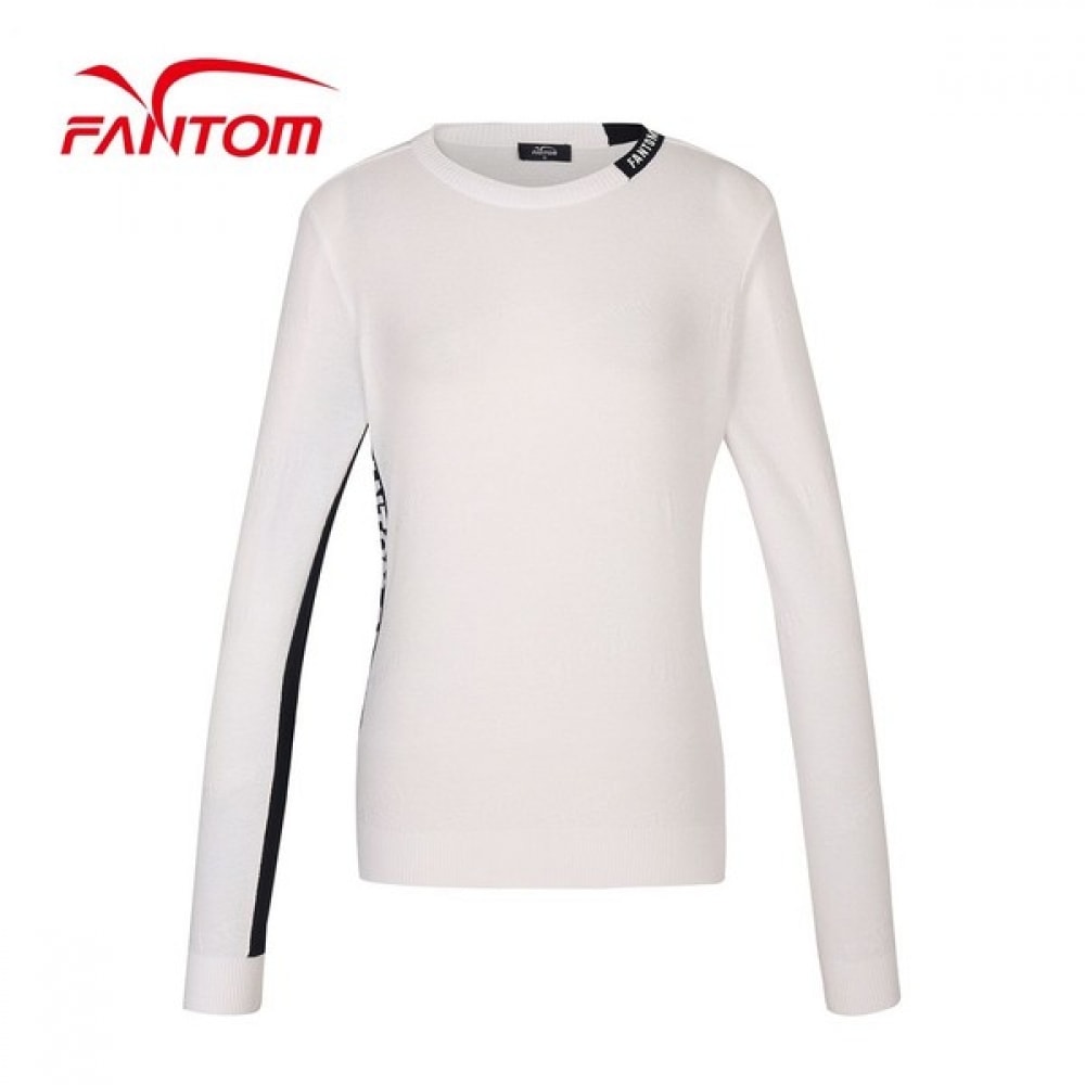 (Phantom) 女性用ロゴ編みヘムアンバランス長袖ニット