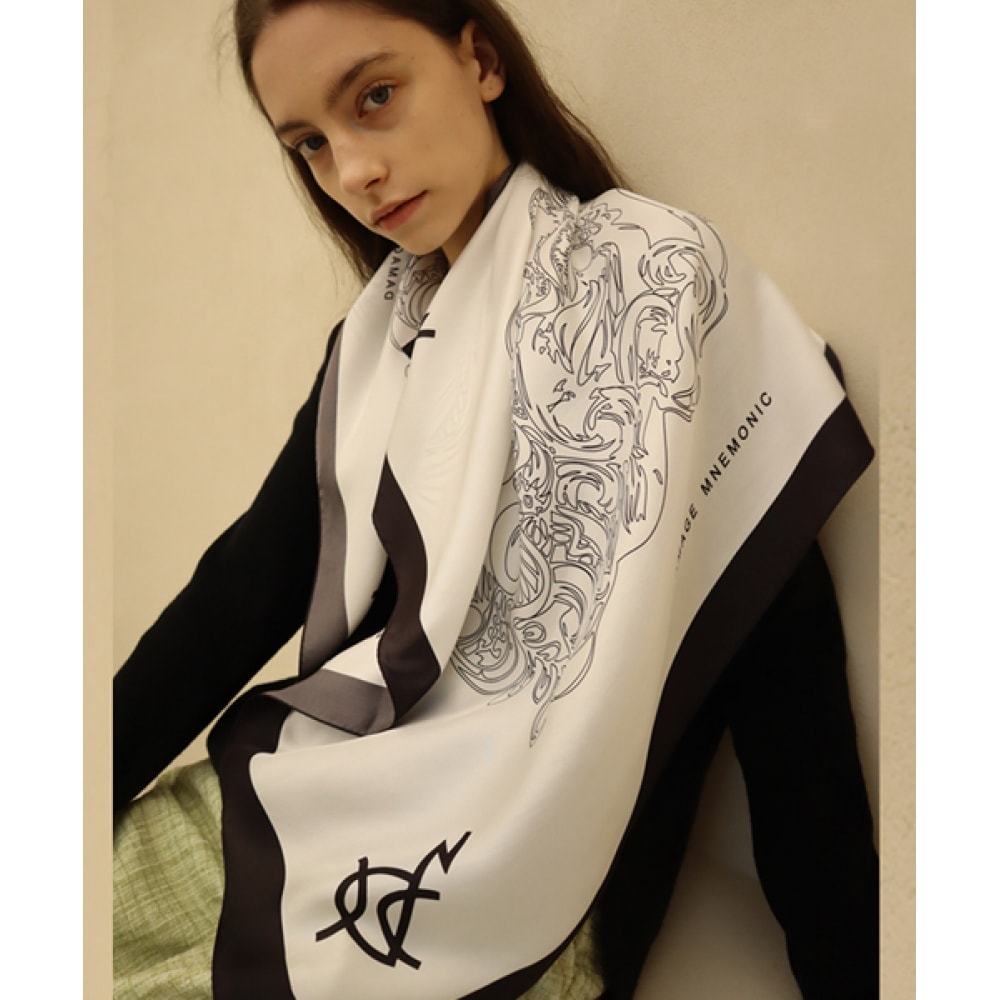 DAMAGE MNEMONICシルク100ウェーブスカーフ90cmx90cm_Silk100 Wave Scarf