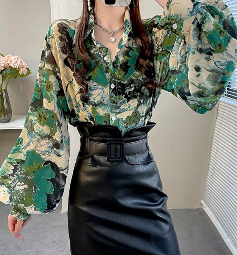 デート モテアイテム シャツ ブラウス 長袖 ボリューム袖 シフォン 可愛い きれいめ 上品 おしゃれ かっこいい 可愛い ラブリー キュート ガーリー クール モード系 セクシー エレガント