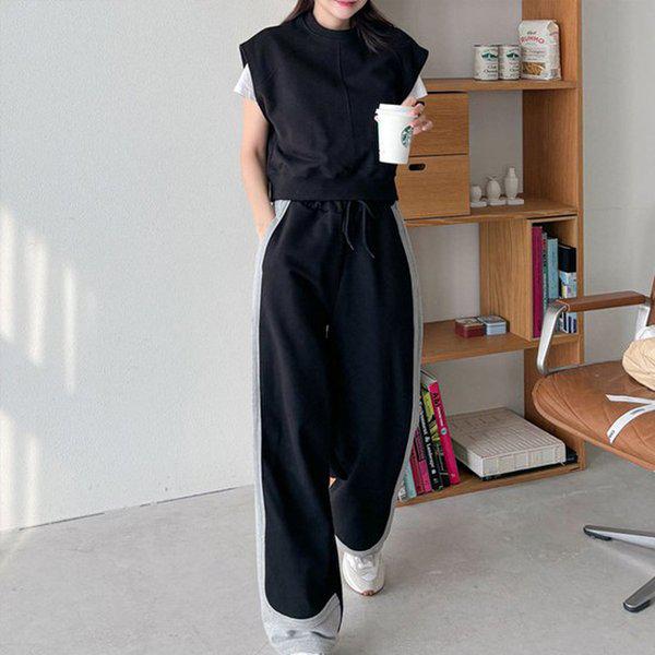 Hスタイル(SET)インシジョンキャミソールセット 春 女性 トレーニングウェアセット スウェットセット キャミソールセット 上下セットアップ ホームウェア