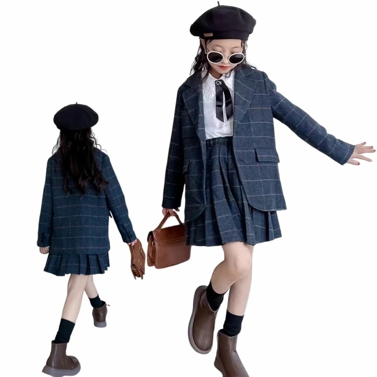 子供服 女の子 卒業式 パンツスーツ セットアップ２点セット 160 165 ジャケット プリーツスカート オシャレ チェック柄 入学式 子供スーツ キッズ 卒園 ガールズ ジュニア 子供 入園式 七