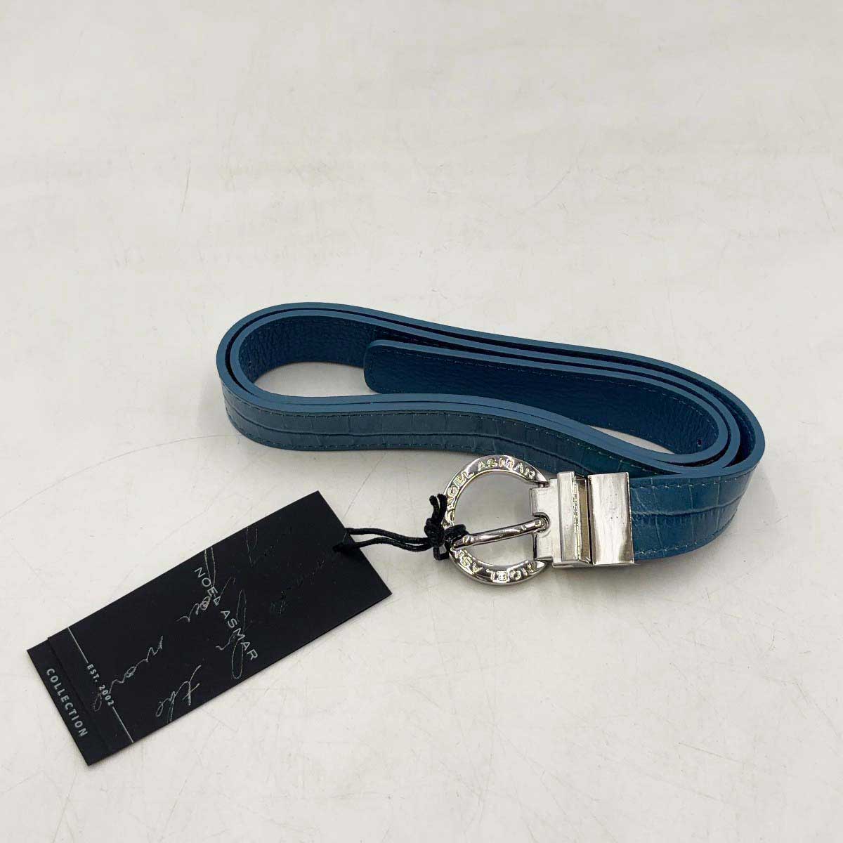 【中古・未使用品】NOEL ASMAR ノエルアスマール Demi Croc Belt レザーベルト M Azure ブルー NAD2904C レディース 乗馬 ウェア 馬術