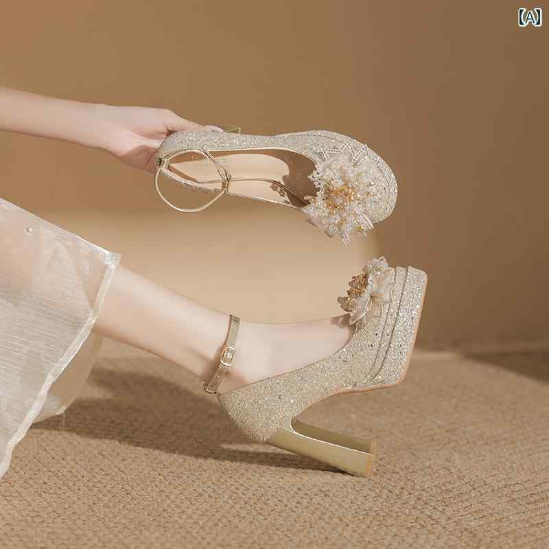 【大人気 急速出荷】ヒール レディース パンプス 美脚 厚 メリージェーン 婦人靴 防水 靴 ハイヒール 足が 疲れにくい ウェディングドレス シューズ ブライダル シューズ 春