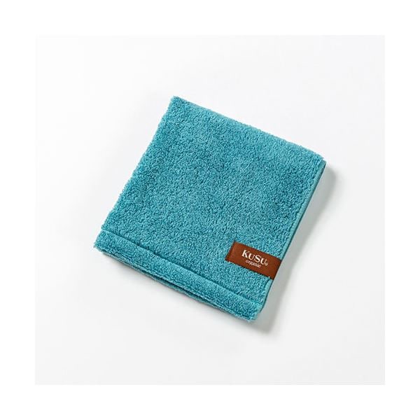 （まとめ）楠橋紋織 クスオーガニック ウォッシュタオル 約33cmx34cm ブルー [x5]