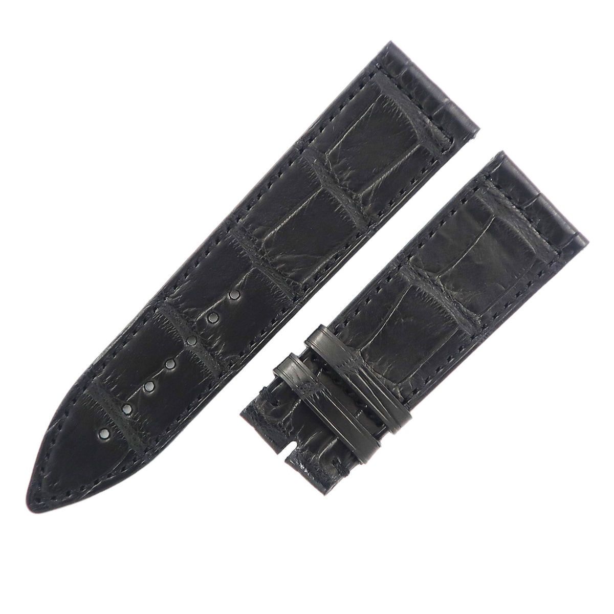 ロングアイランド（1200/1150/1100）用クロコバンド メンズ 未使用 汎用 他社製 ベルト ストラップ 24mm 黒 3年保証