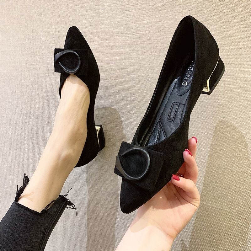 ヒールパンプス ポインテッド 太ヒール 快適 ミドルヒール カジュアル OL通勤 百掛け ジェントルスタイル ハイヒール ヒール高さ2cm-3cm 今年の流行30%制限