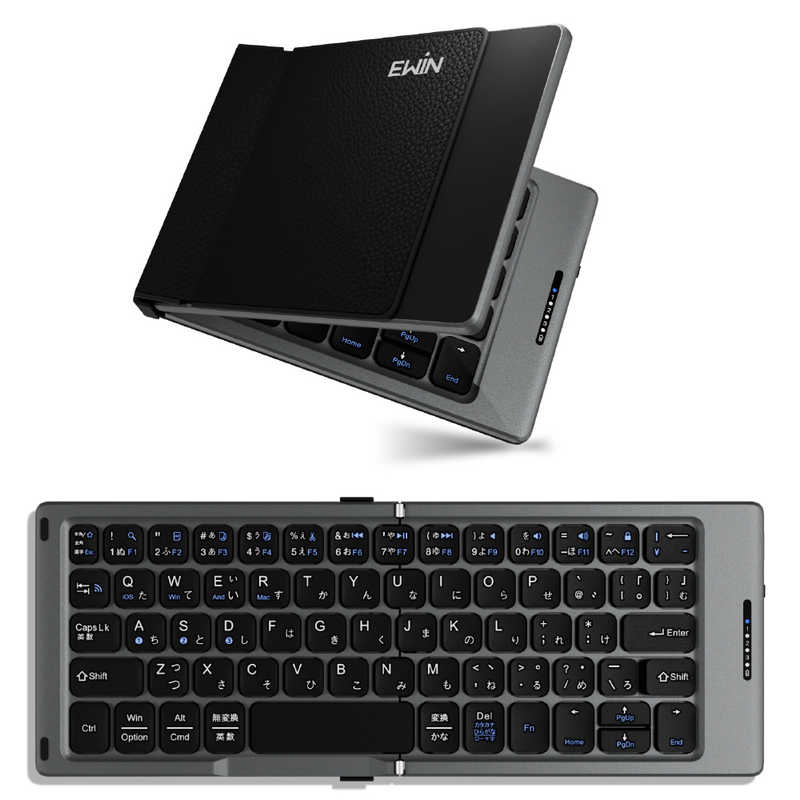 EWIN　二つ折りたたみ式ワイヤレスキーボード ブラック　EW-AM021