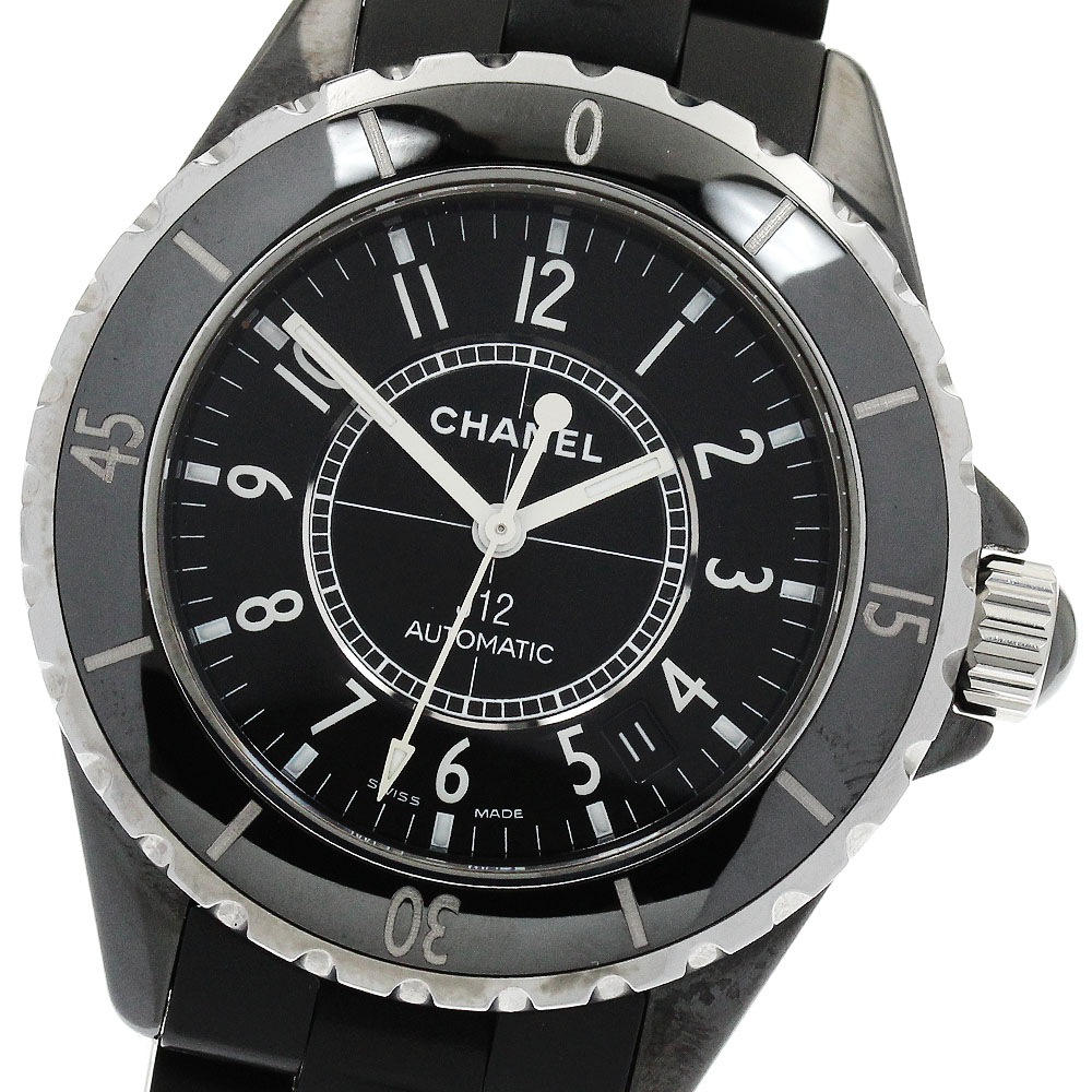 シャネル CHANEL H0684 J12 黒セラミック 38ｍｍ ラバーブレスレット 自動巻き メンズ _899926【中古】