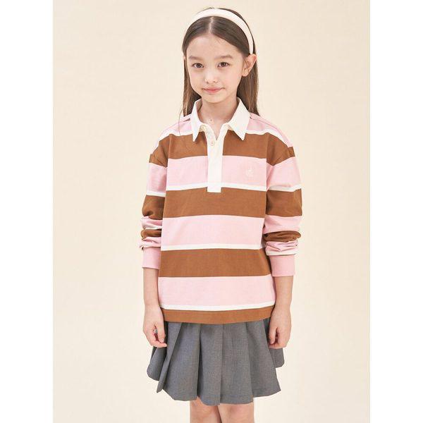 [BEANPOLE KIDS] ストライプ ラグビー 長袖 Tシャツ ピンク (BI5841U02X)