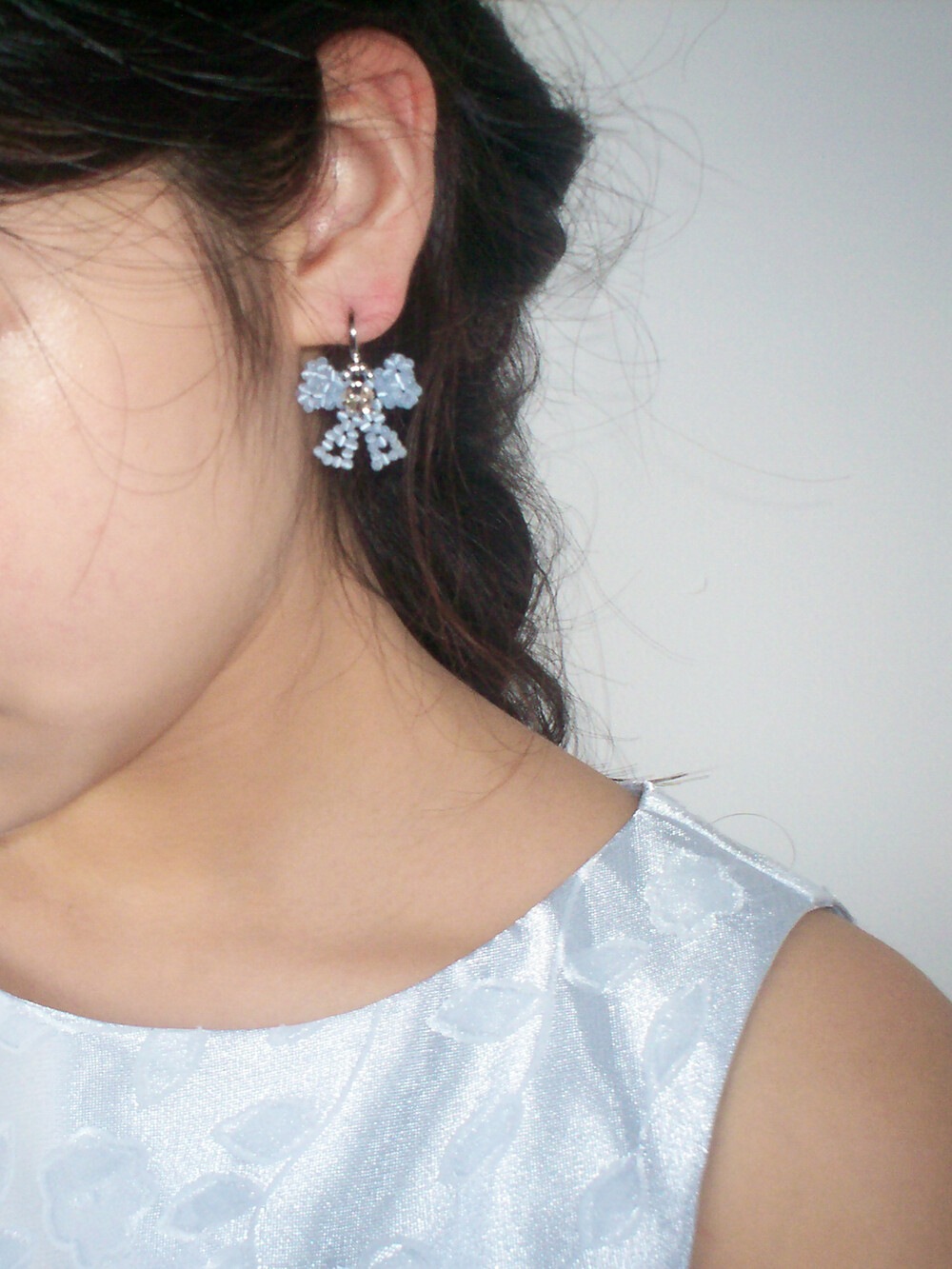 Seasonless RuRu Ribbon Beads Earrings (Sky Blue)