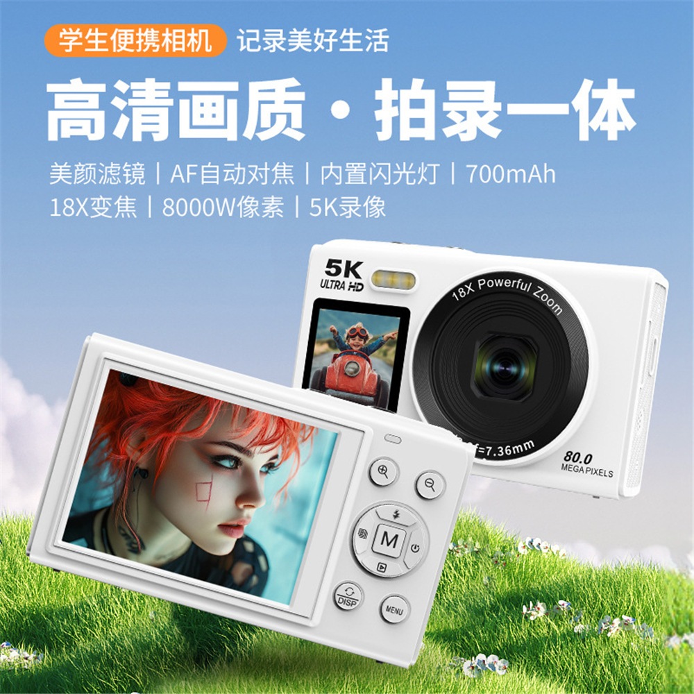 5k デュアルスクリーン学生カメラ携帯電話への Wifi 送信 Hd 屋外自撮り Ccd デジタルカメラ薄型軽量