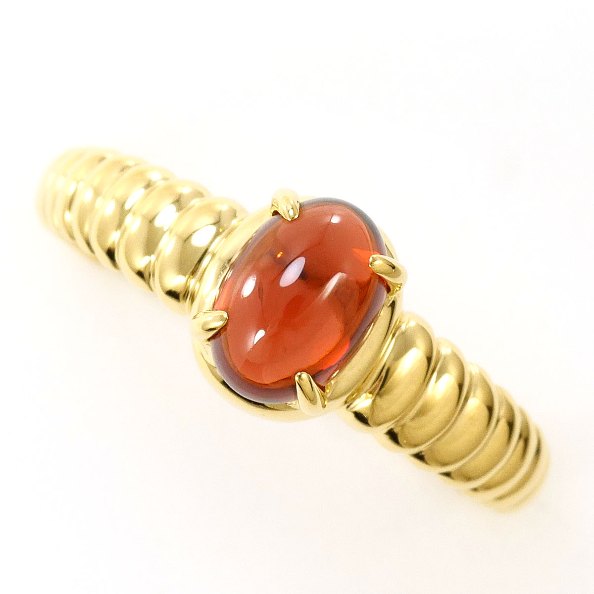 K18 18金 YG イエローゴールド リング・指輪 14号 ガーネット 総重量約2.1g 中古