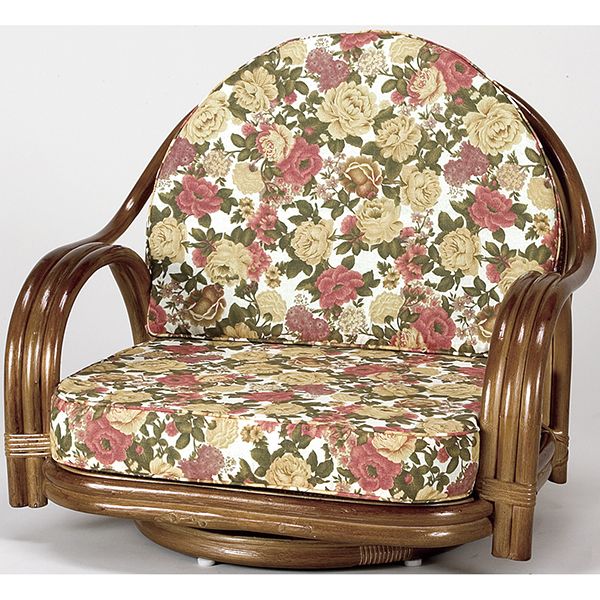 ファミリーライフ 天然籐回転チェア ロータイプ高さが選べるゆったり(02371) メーカー直送