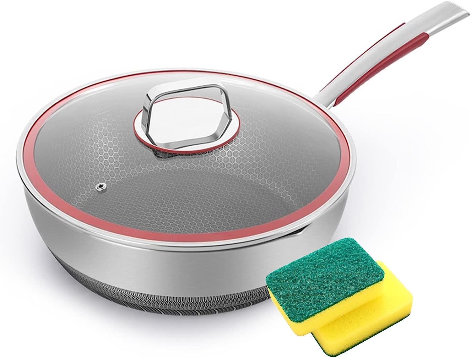 フライパン 深型 高耐久の 深型フライパン 野菜炒め 中華料理 炒め鍋 316ステンレス鋼のフライパン ヘルシーな焦げ付き防止中華鍋 炒め物フライパン 7層の引っかき傷に強い焦げ付き防止コーティング