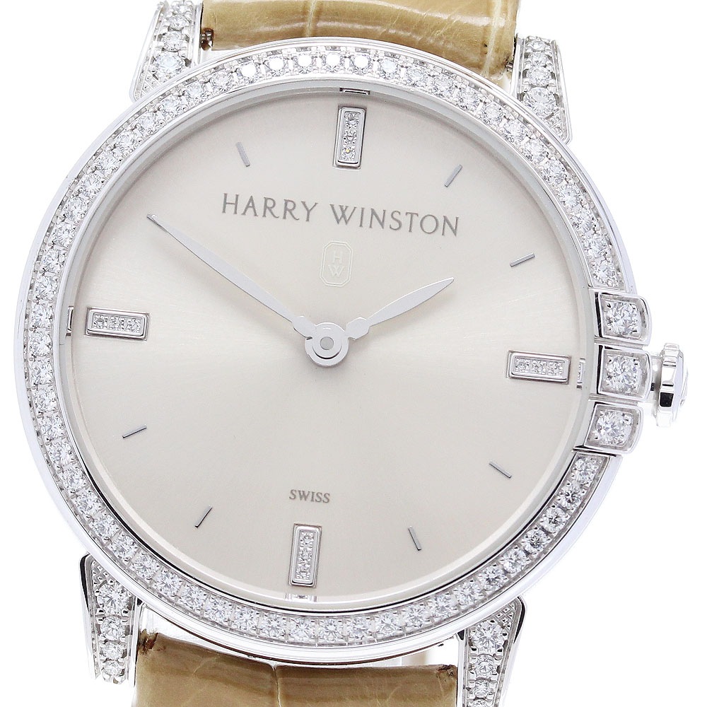 ハリーウィンストン HARRY WINSTON 450/LQ32W ミッドナイト K18WG ダイヤベゼル クォーツ レディース _847555【中古】