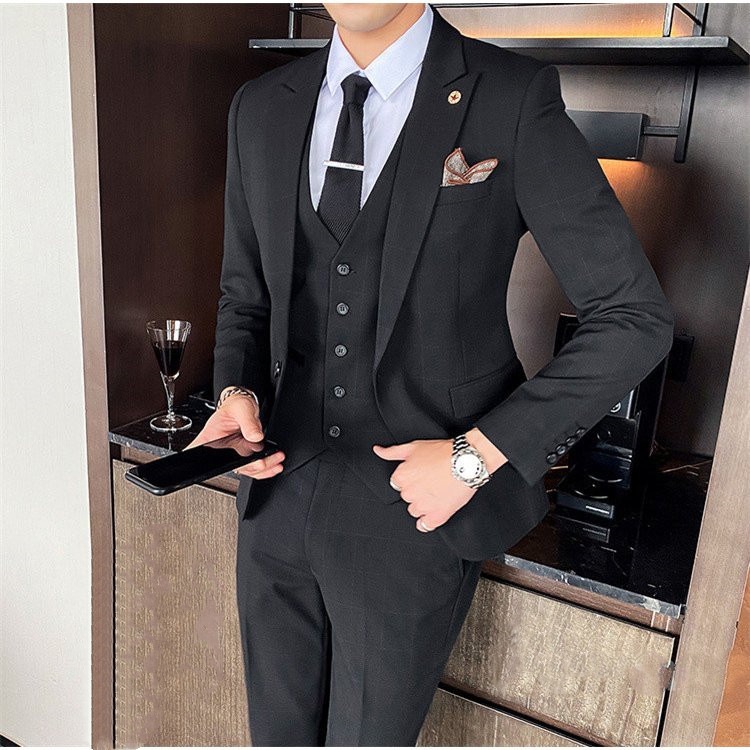 人気ブランド新作豊富 チェック柄 スーツ メンズ 3ピーススーツ カジュアルスーツ 就 結婚式 ビジネススーツ 1つボタン スーツセット Size Xl Candiaycia Cl