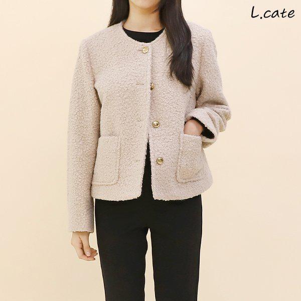 女性ブークルジャケットLCM022ノーカラーキルティング裏地アウター女性ファッション