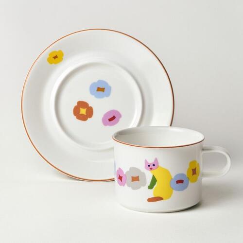 WARMGREYTAIL韓国陶器コラボ Cats & Flowers マグカップセット
