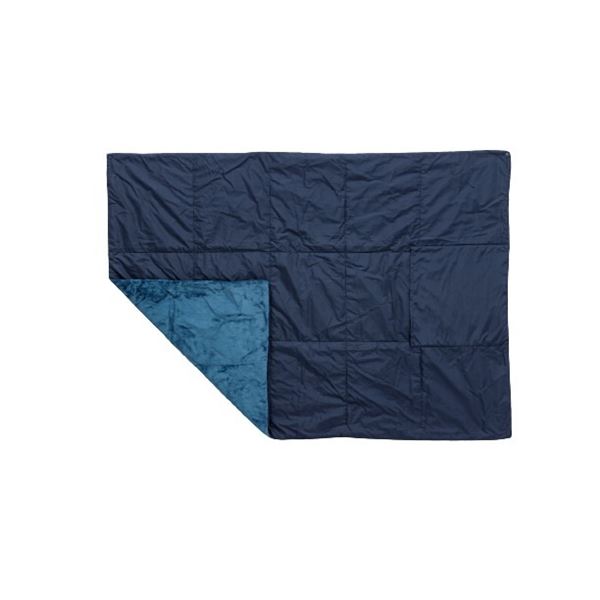 超軽量! ハーフケット コンパクト収納 アウトドア カポック綿 あったか 約100x140cm NV ネイビー