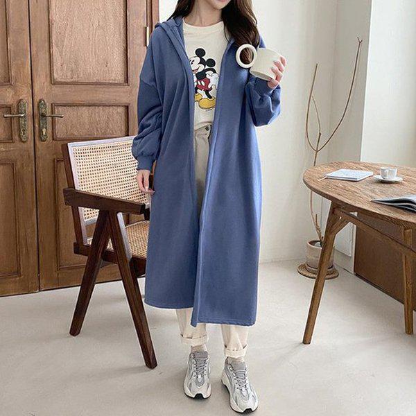 Hスタイル(PS)裏起毛ローブカーディガン 冬 女性 裏起毛 カーディガン アウター ロングジップアップ