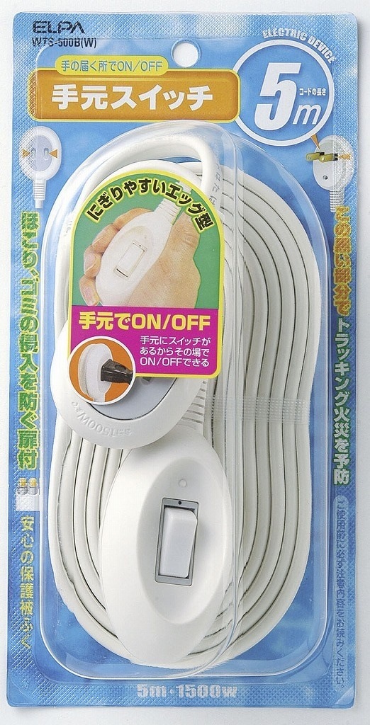 （まとめ買い）手元スイッチコード5M WTS-500B（W） [x3]