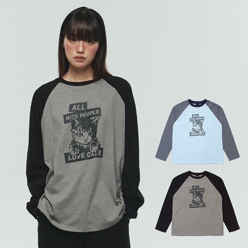 NICE PEOPLE LOVE CATS RAGLAN LONG SLEEVE 5,113円