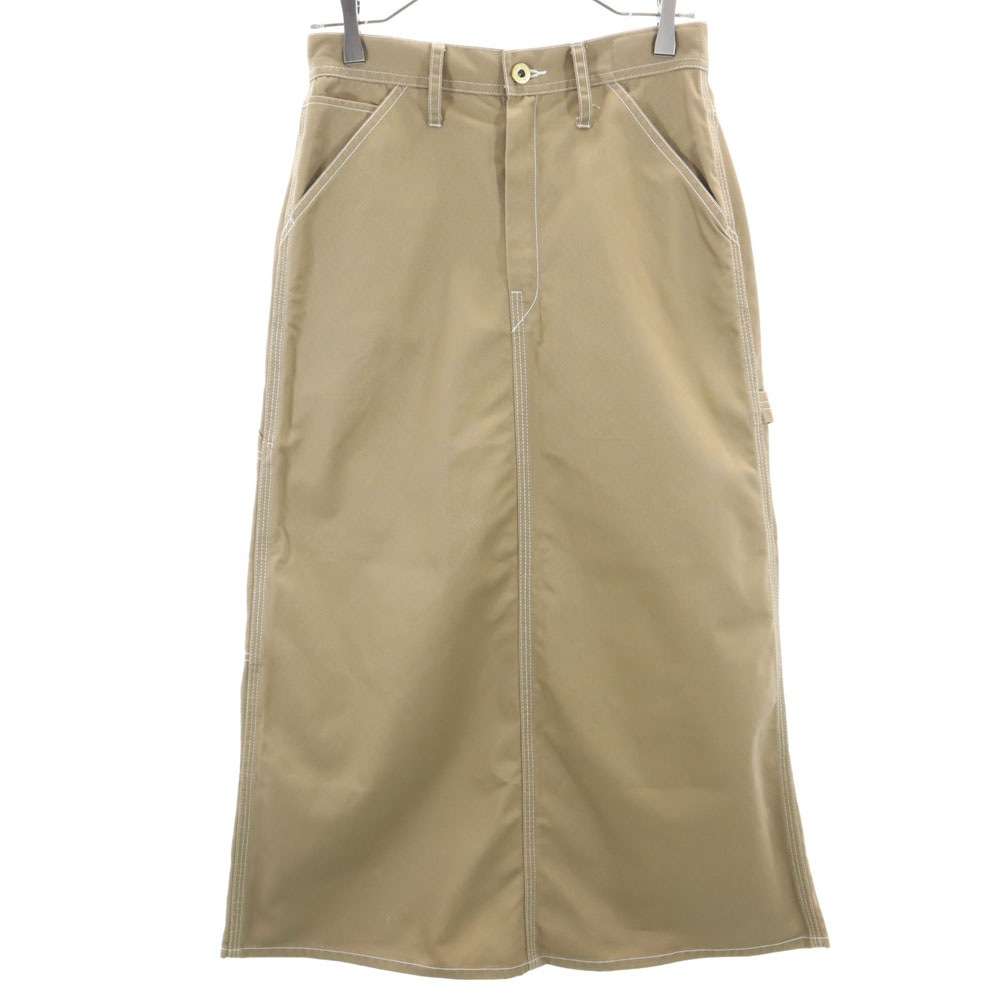 ロング丈 ペインター スカート M ベージュブラウン レディース