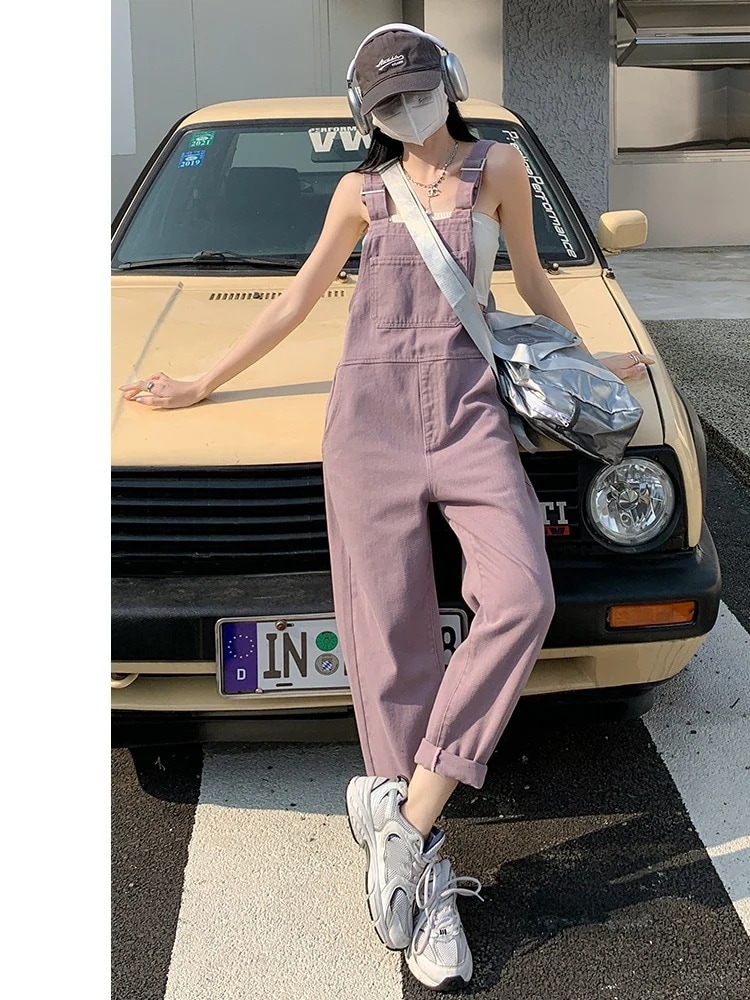 ゆったり デニム キャミソールノースリーブ スキニーデニムパンツ ワイドパンツ サロペットスカート 百掛け コーデ完成サロペット サロペット 韓国ファッション 着痩せ