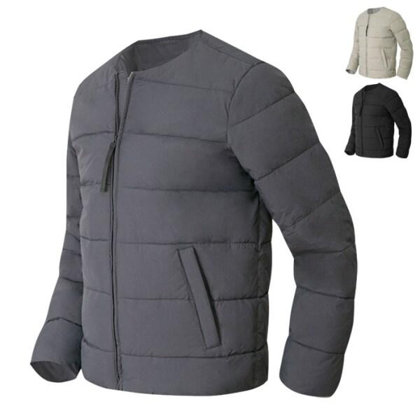 ノーカラー襟軽量パディングジップアップジャケット