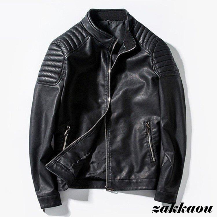 秋冬 レザージャケット PU革メンズ革ジャン スリム ライダースジャケット バイクウェア シングル 防寒防風 お兄系